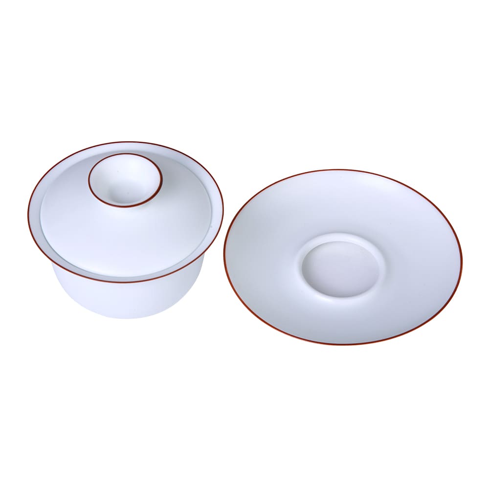 Tasse à Thé en Porcelaine Blanche avec Profil Rouge - 120ml