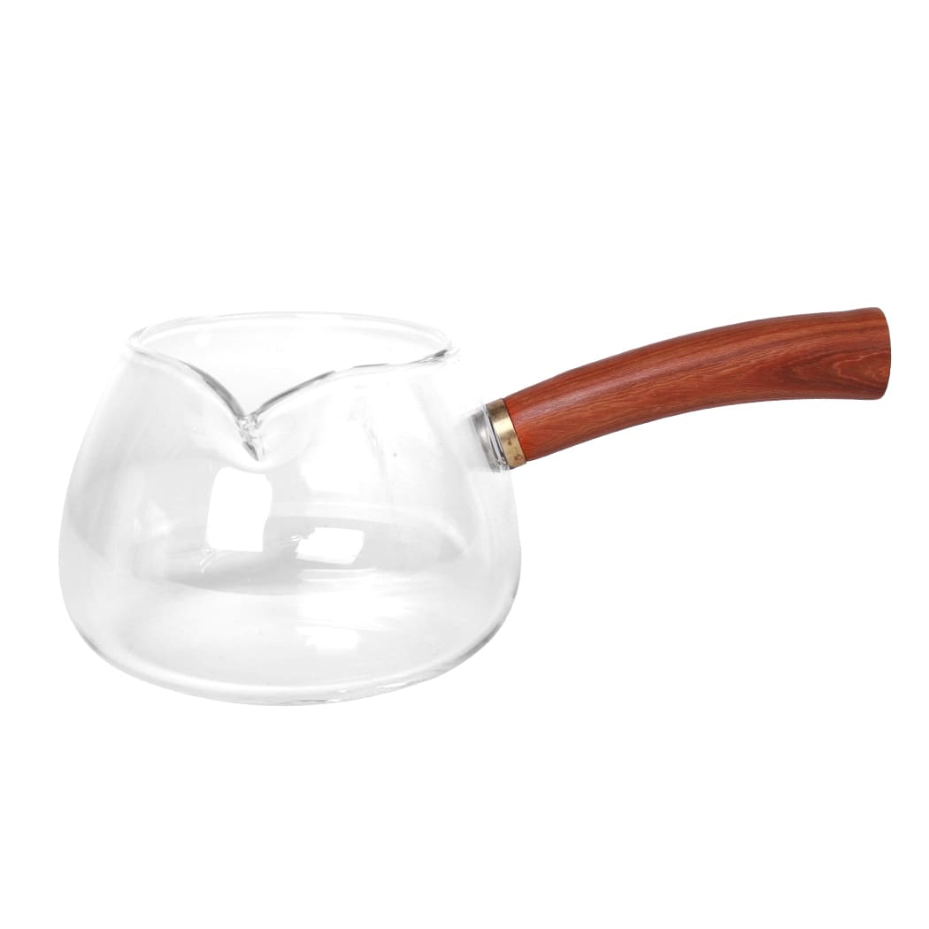 Tasse Transparente avec Poignée en Bois d'Ébène - 350 ml