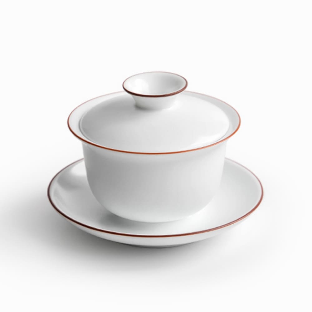 Tasse à Thé en Porcelaine Blanche avec Profil Rouge - 120ml