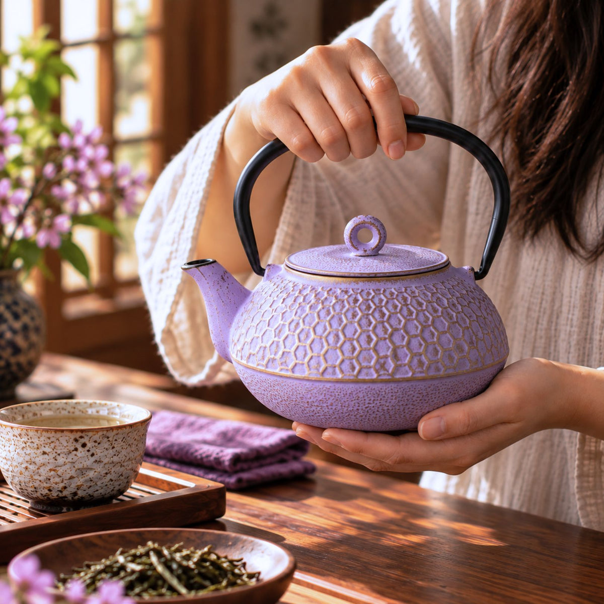 Violet Gold Cast Iron Teapot