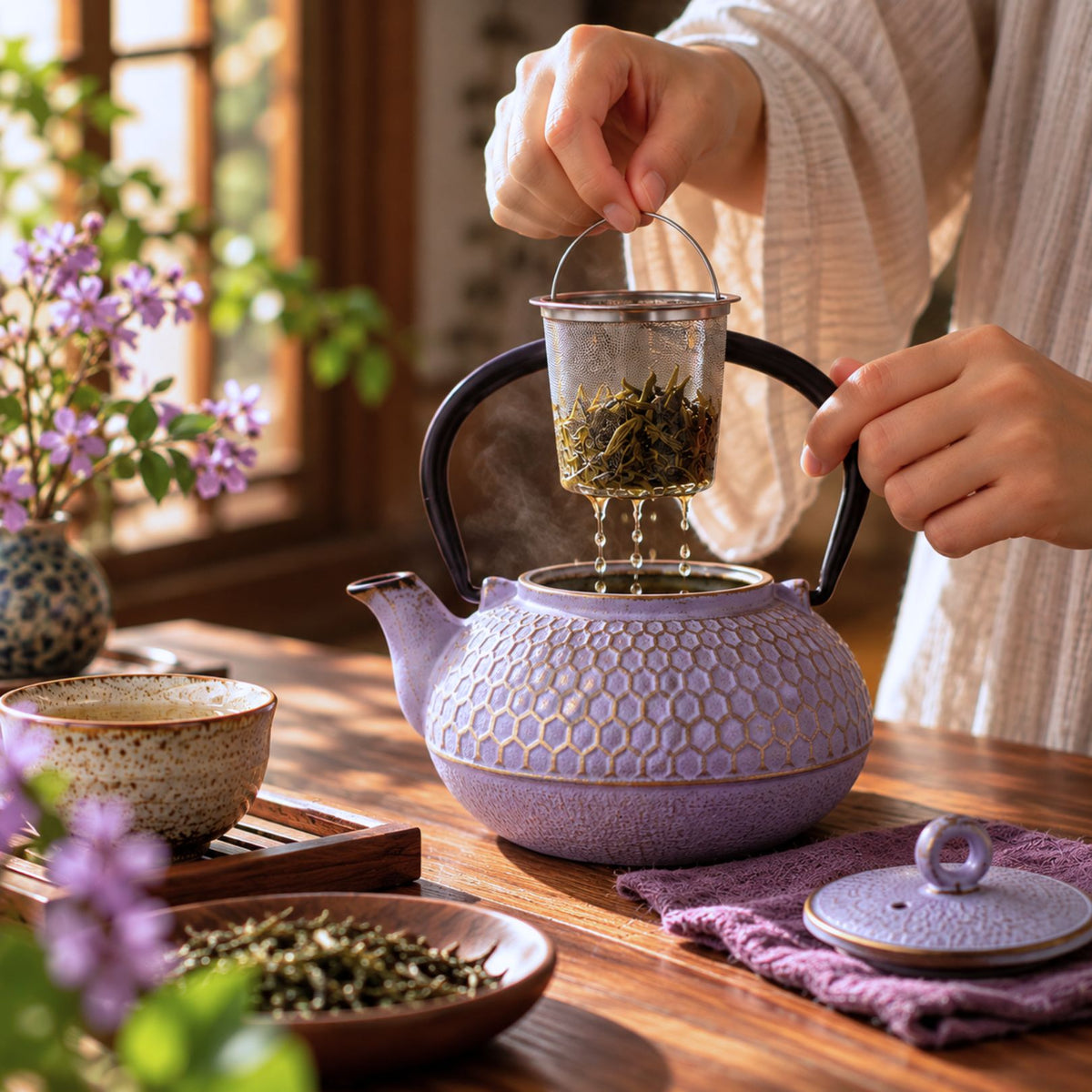Violet Gold Cast Iron Teapot
