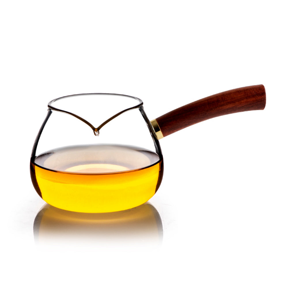 Tazza Trasparente con Manico in Legno di Ebano - 350 ml